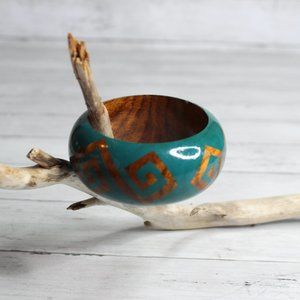 Handcrafted Women's Wooden Bangle Bracelet Artisan Jewelry Tribal